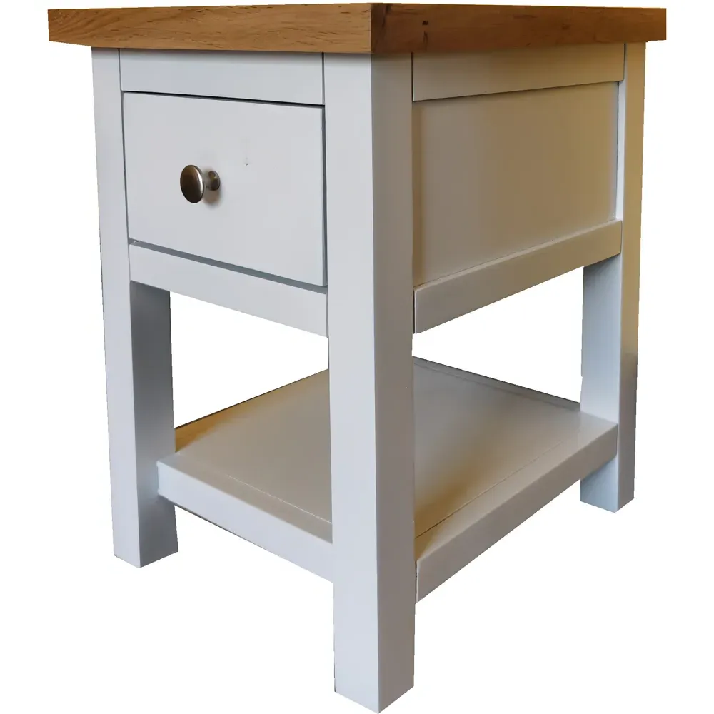 Single Drawer Bedside Table with Shelf - White, Oak