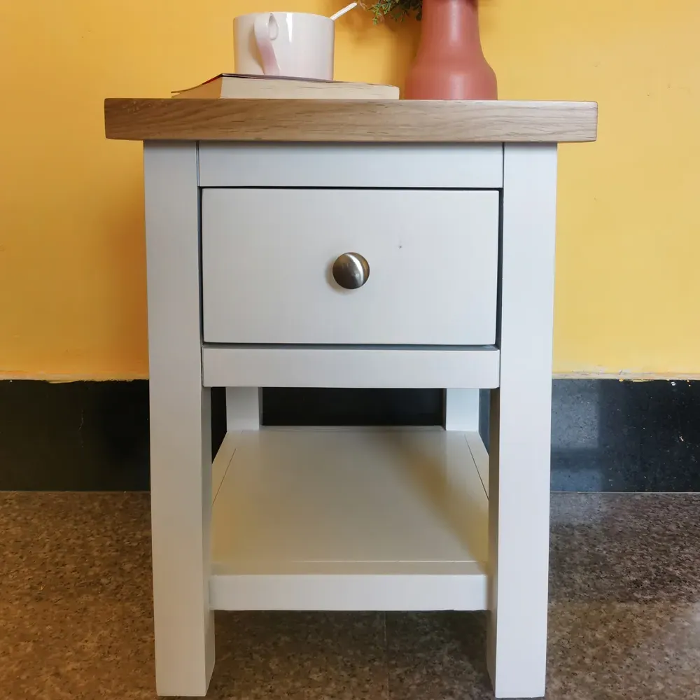 Single Drawer Bedside Table with Shelf - White, Oak
