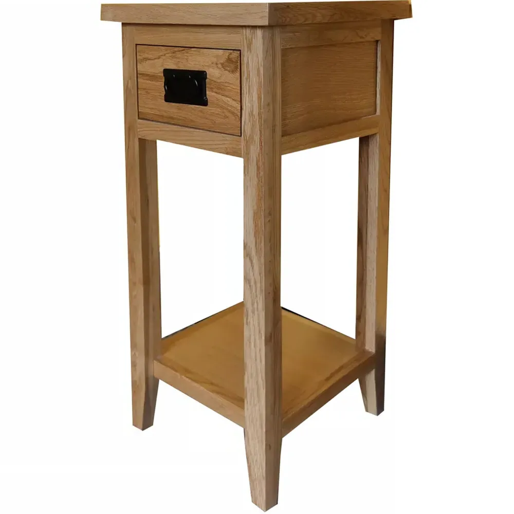 Single Drawer Side Table with Shelf - Yellow, Oak