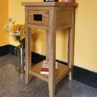Single Drawer Side Table with Shelf - Yellow, Oak