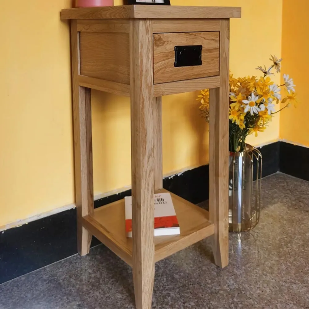 Single Drawer Side Table with Shelf - Yellow, Oak image