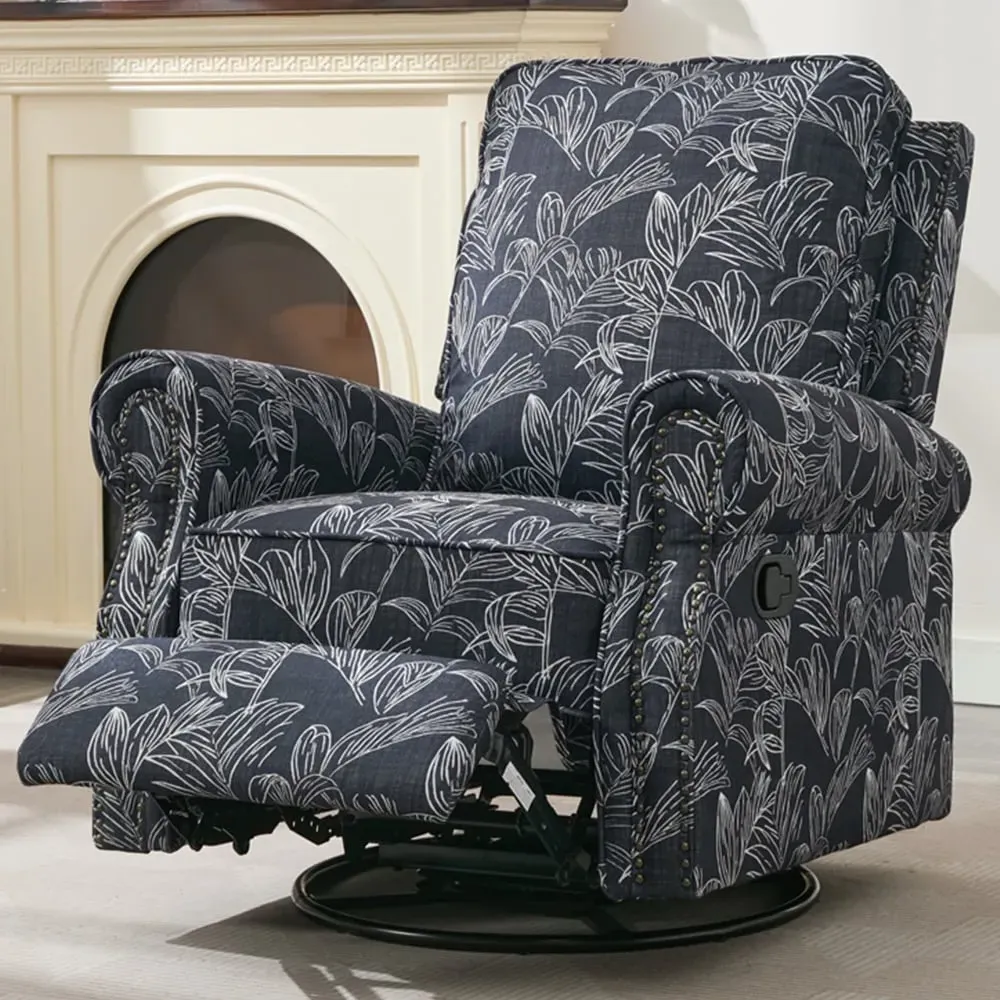 Swivel Recliner Armchair with Adjustable Leg Rest - Blue image