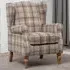 Wing Back Fireside Armchair - Yellow, Check Fabric