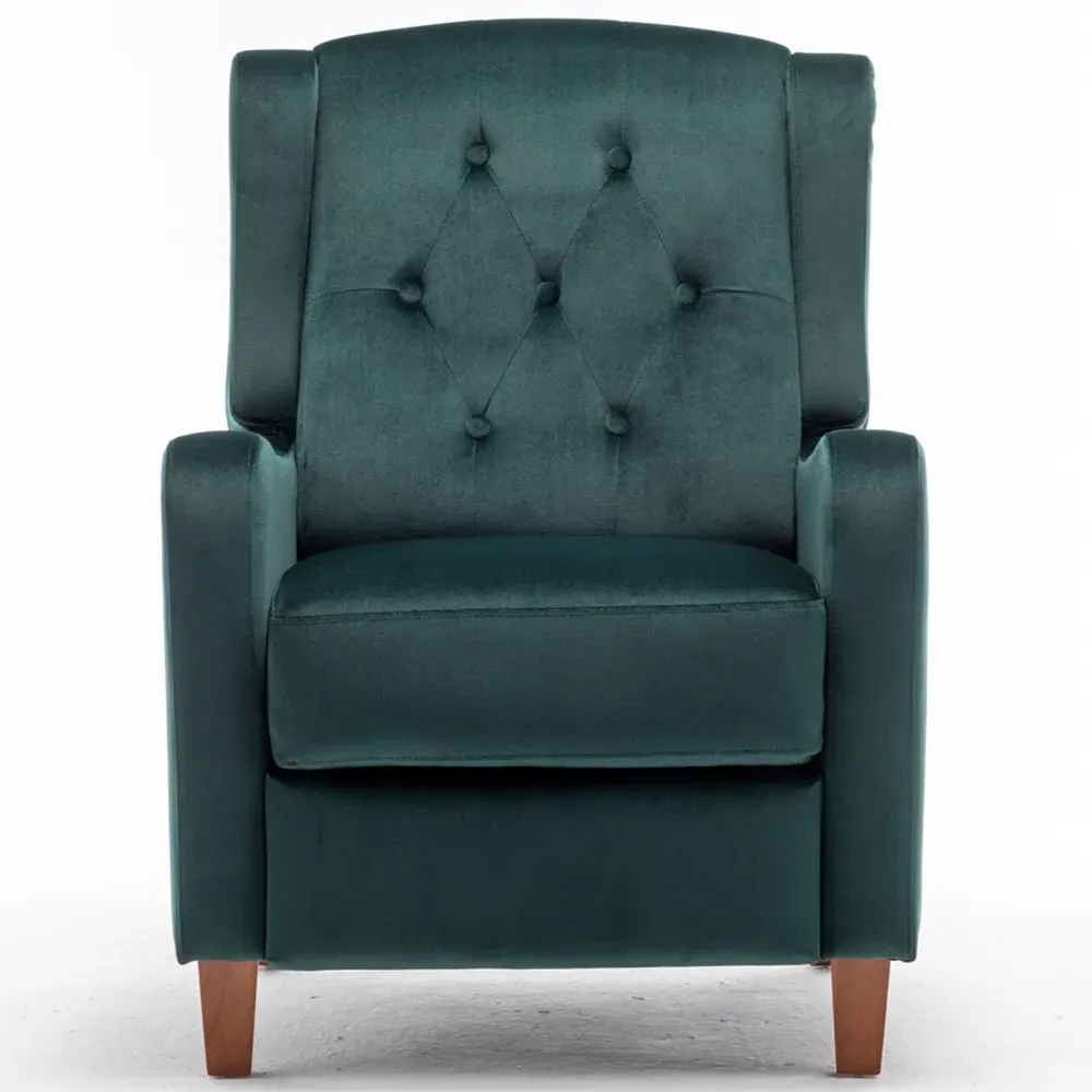 Wing Back Pushback Recliner Armchair - Green
