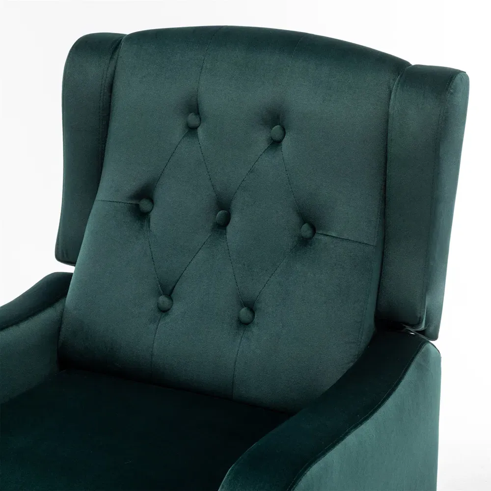 Wing Back Pushback Recliner Armchair - Green