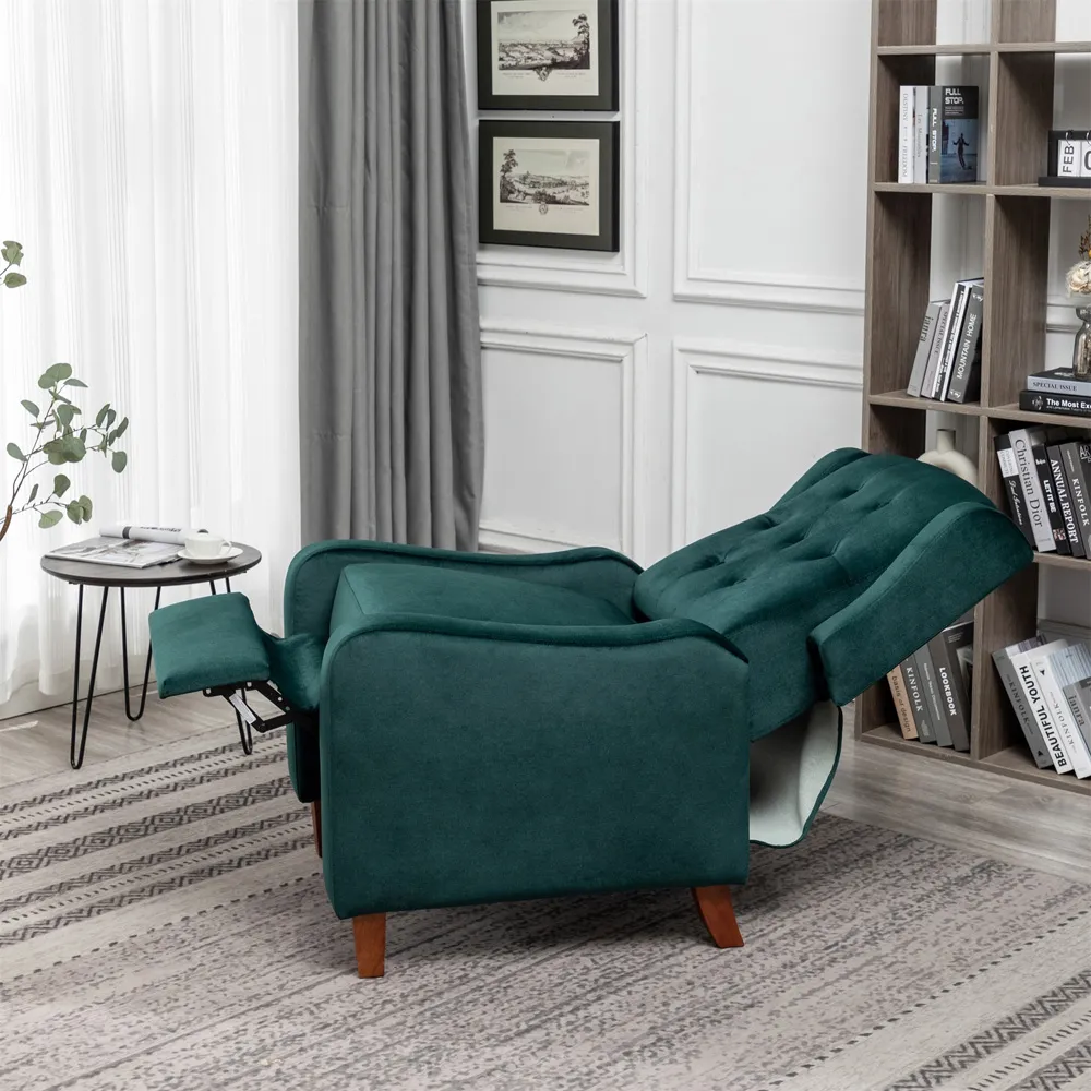 Wing Back Pushback Recliner Armchair - Green