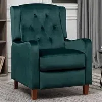 Wing Back Pushback Recliner Armchair - Green