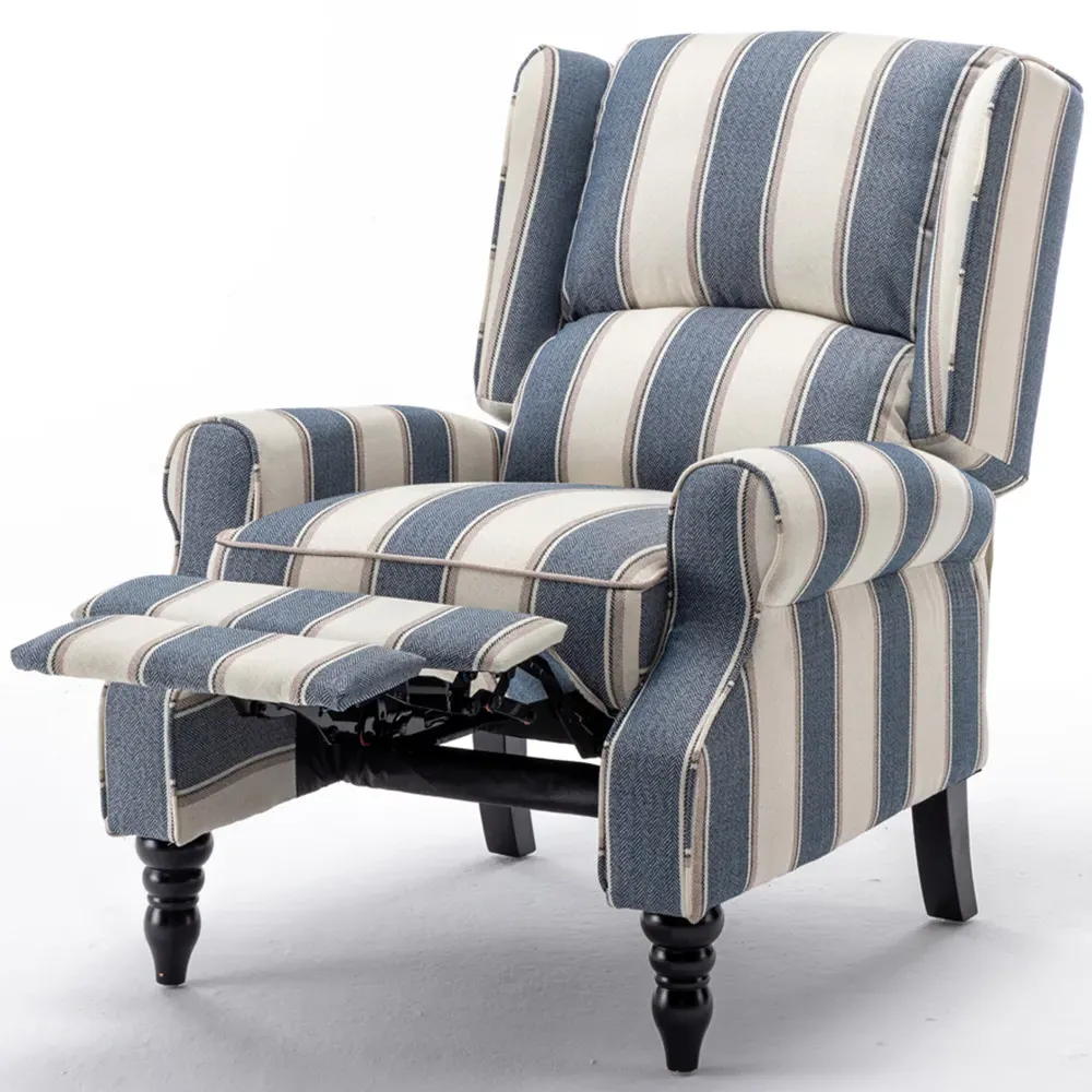 Wingback Pushback Recliner Armchair - Blue