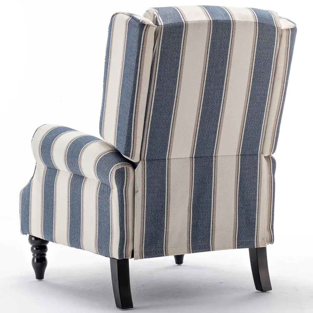 Wingback Pushback Recliner Armchair - Blue