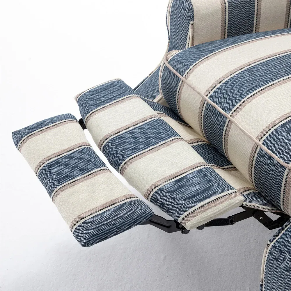 Wingback Pushback Recliner Armchair - Blue