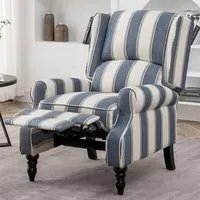 Wingback Pushback Recliner Armchair - Blue