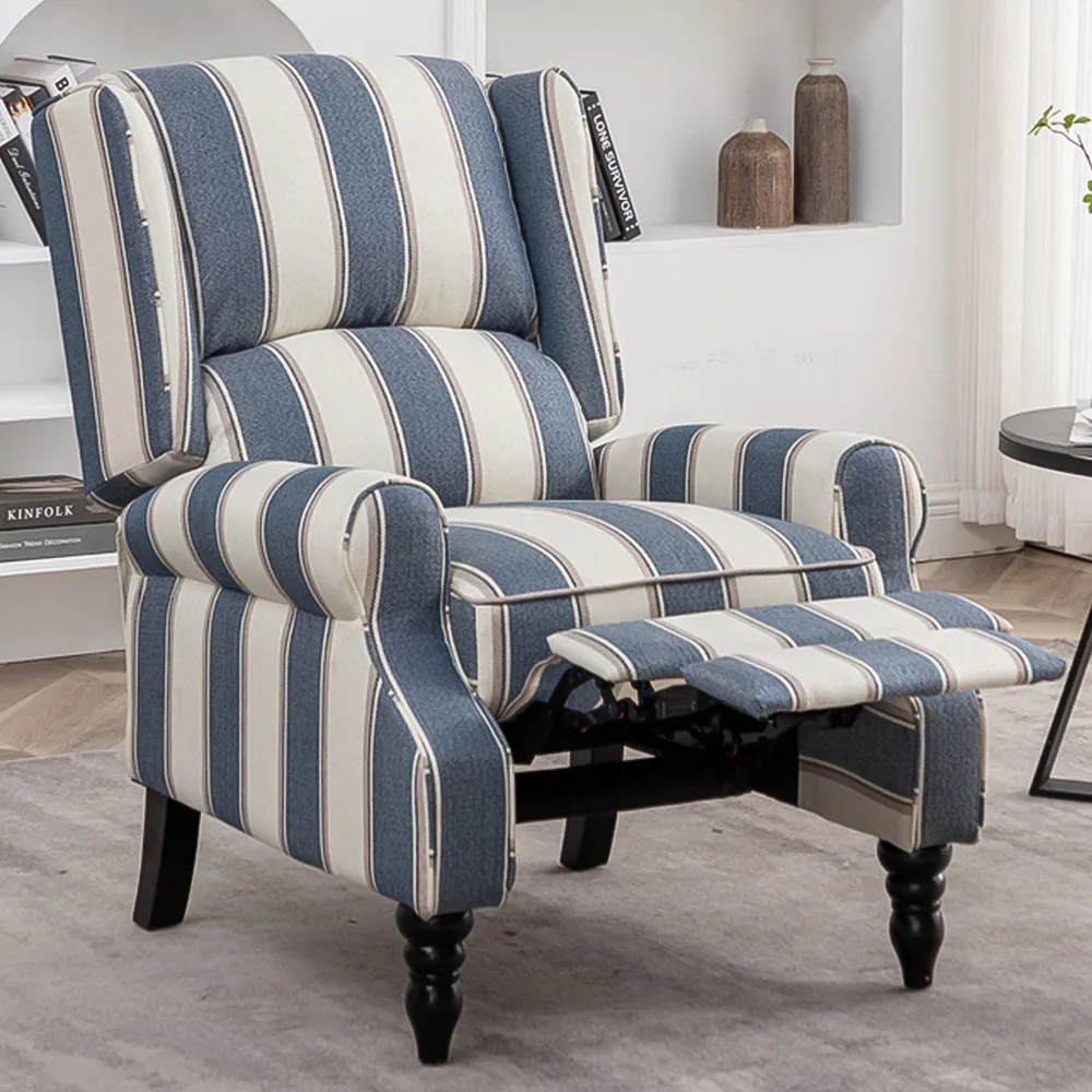Wingback Pushback Recliner Armchair - Blue image