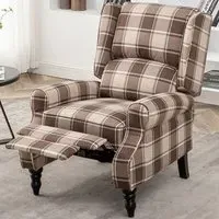 Wingback Pushback Recliner Armchair - Brown