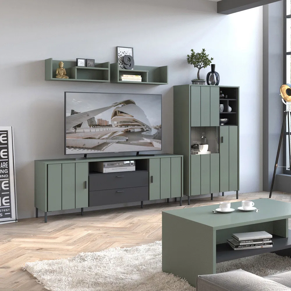 Arundel 2 Door 2 Drawer TV Cabinet - Green