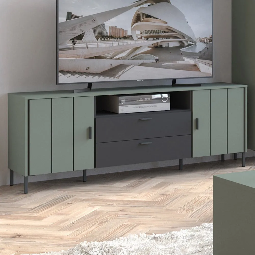 Arundel 2 Door 2 Drawer TV Cabinet - Green