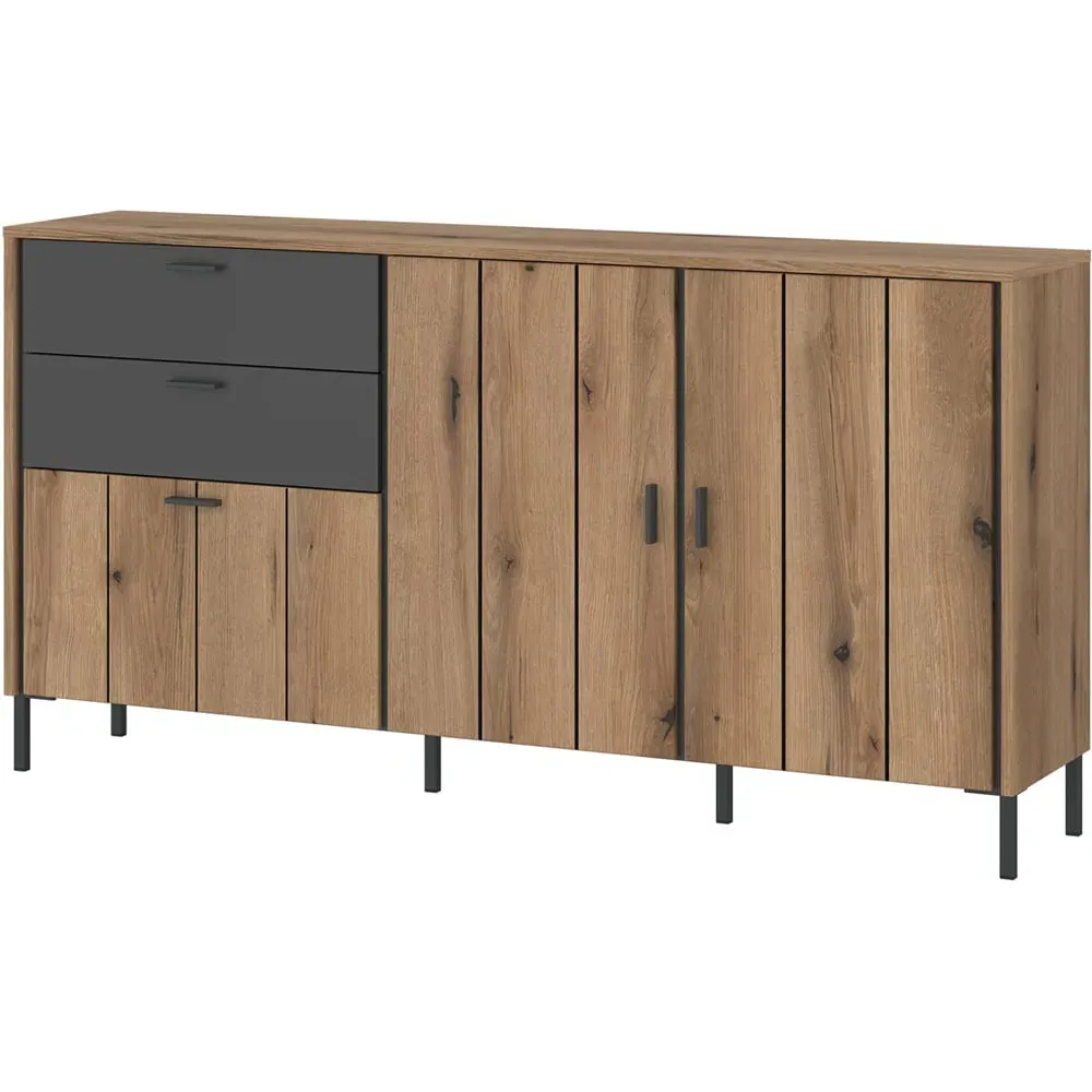 Arundel 3 Door 2 Drawer Sideboard - Brown, Oak