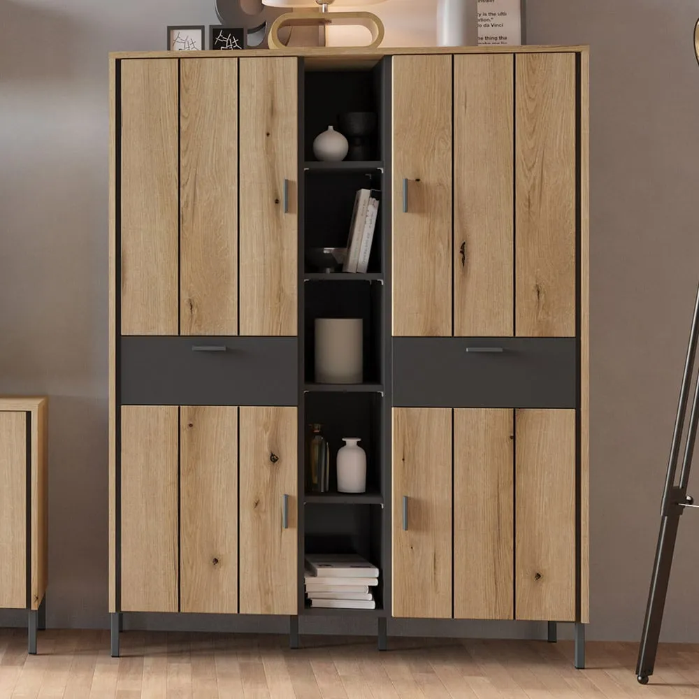 Arundel 4 Door 2 Drawer Wardrobe - Grey, Oak