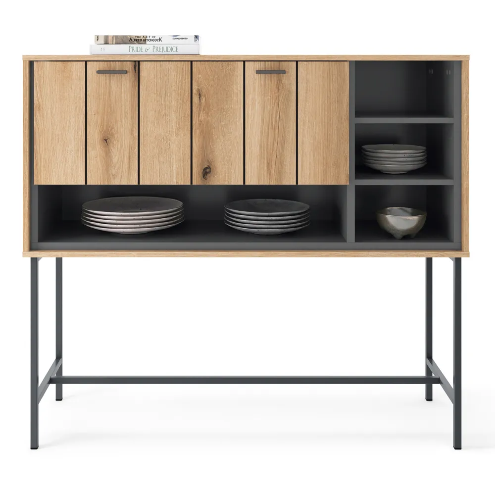 Arundel Single Door 4 Shelf Sideboard - Brown, Oak