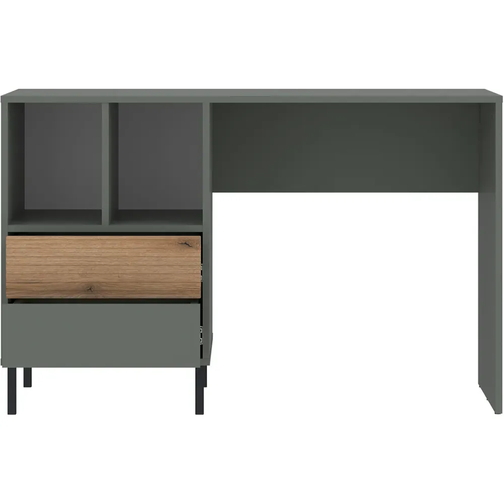 Darwin 2 Drawer Desk with Shelves - Green, Oak