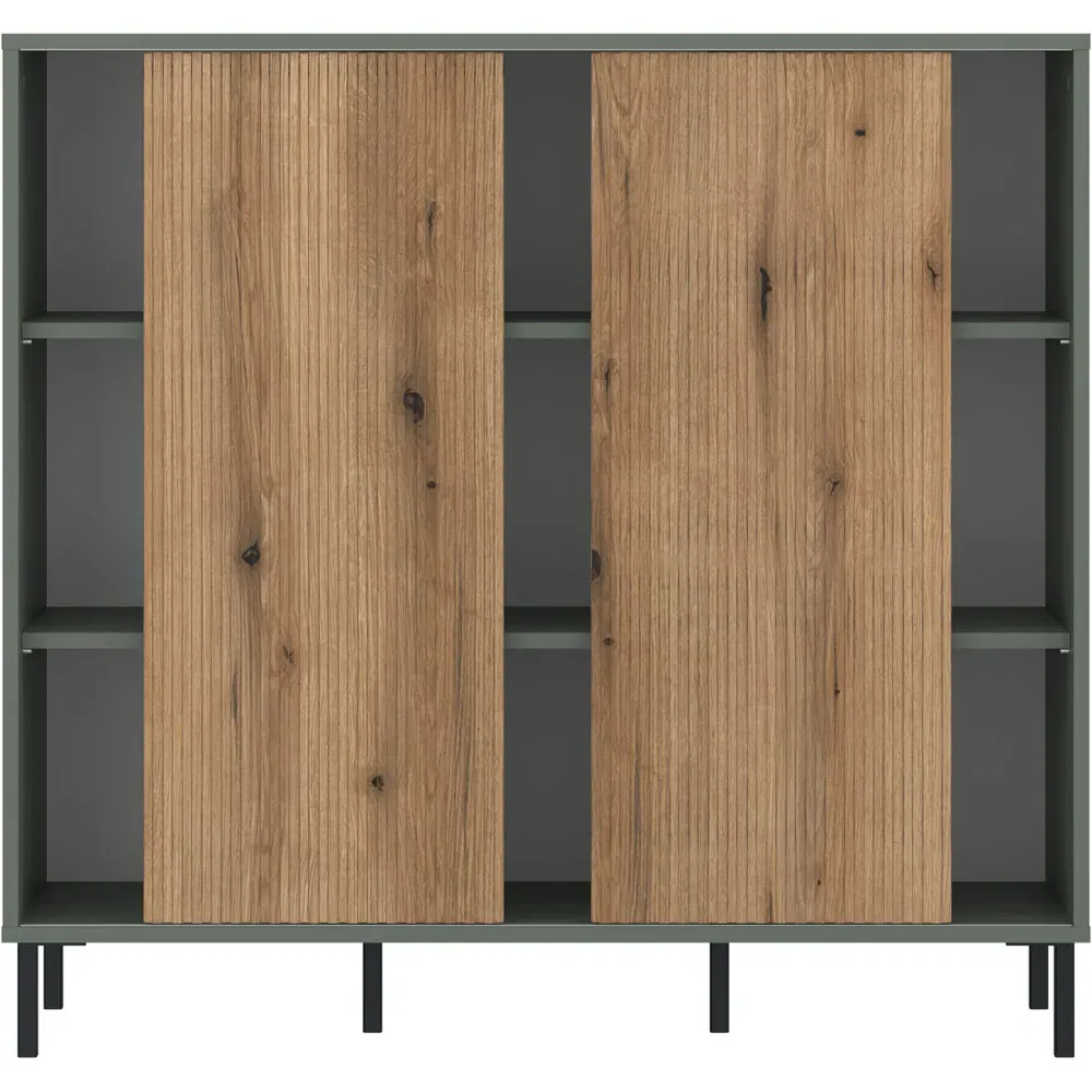 Darwin 2 Sliding Door Sideboard - Green, Oak