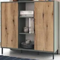 Darwin 2 Sliding Door Sideboard - Green, Oak