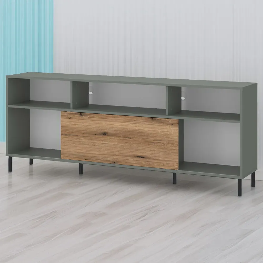 Darwin Single Sliding Door TV Cabinet - Green, Oak
