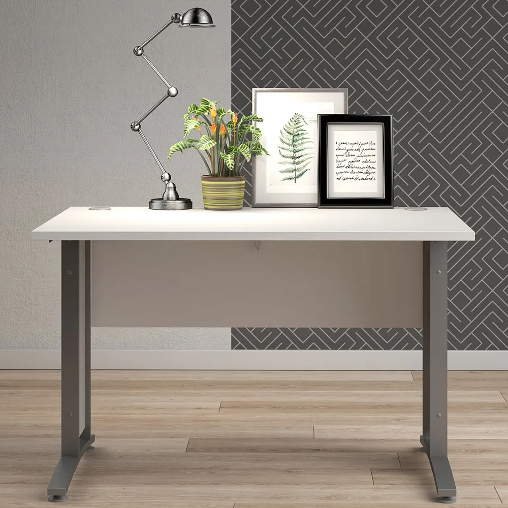 Florence 120cm Desk - White, Silver Grey