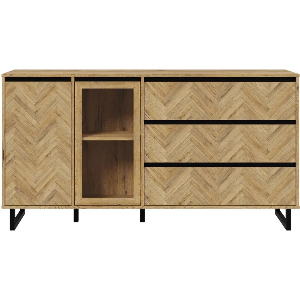 Florence 2 Door 3 Drawer Sideboard - Black, Bartex Oak