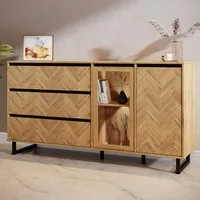 Florence 2 Door 3 Drawer Sideboard - Black, Bartex Oak