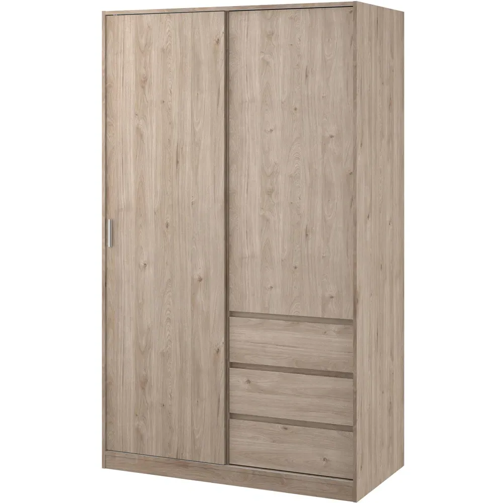 Florence 2 Door 3 Drawer Sliding Wardrobe - Jackson Hickory Oak