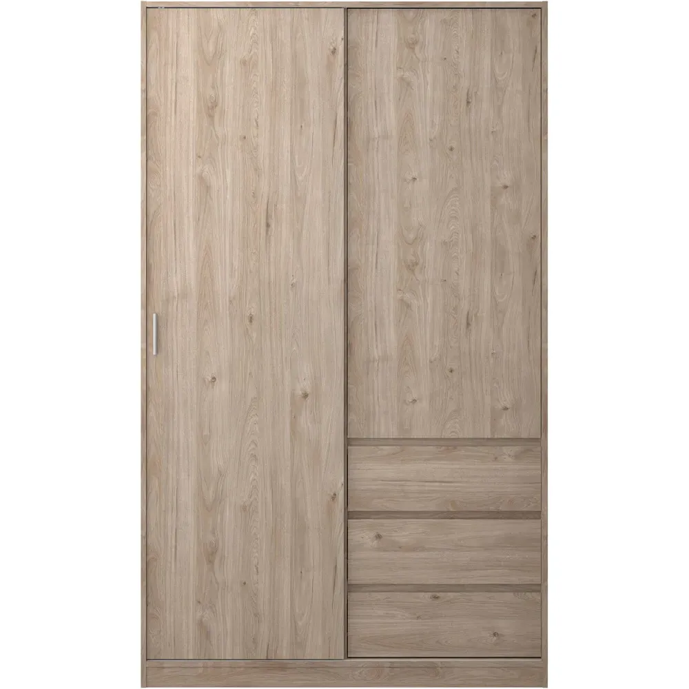 Florence 2 Door 3 Drawer Sliding Wardrobe - Jackson Hickory Oak