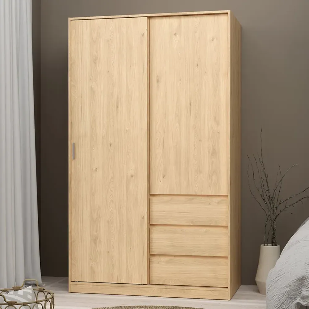 Florence 2 Door 3 Drawer Sliding Wardrobe - Jackson Hickory Oak