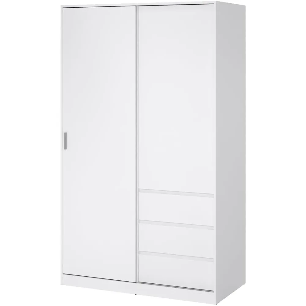 Florence 2 Door 3 Drawer Sliding Wardrobe - White High Gloss