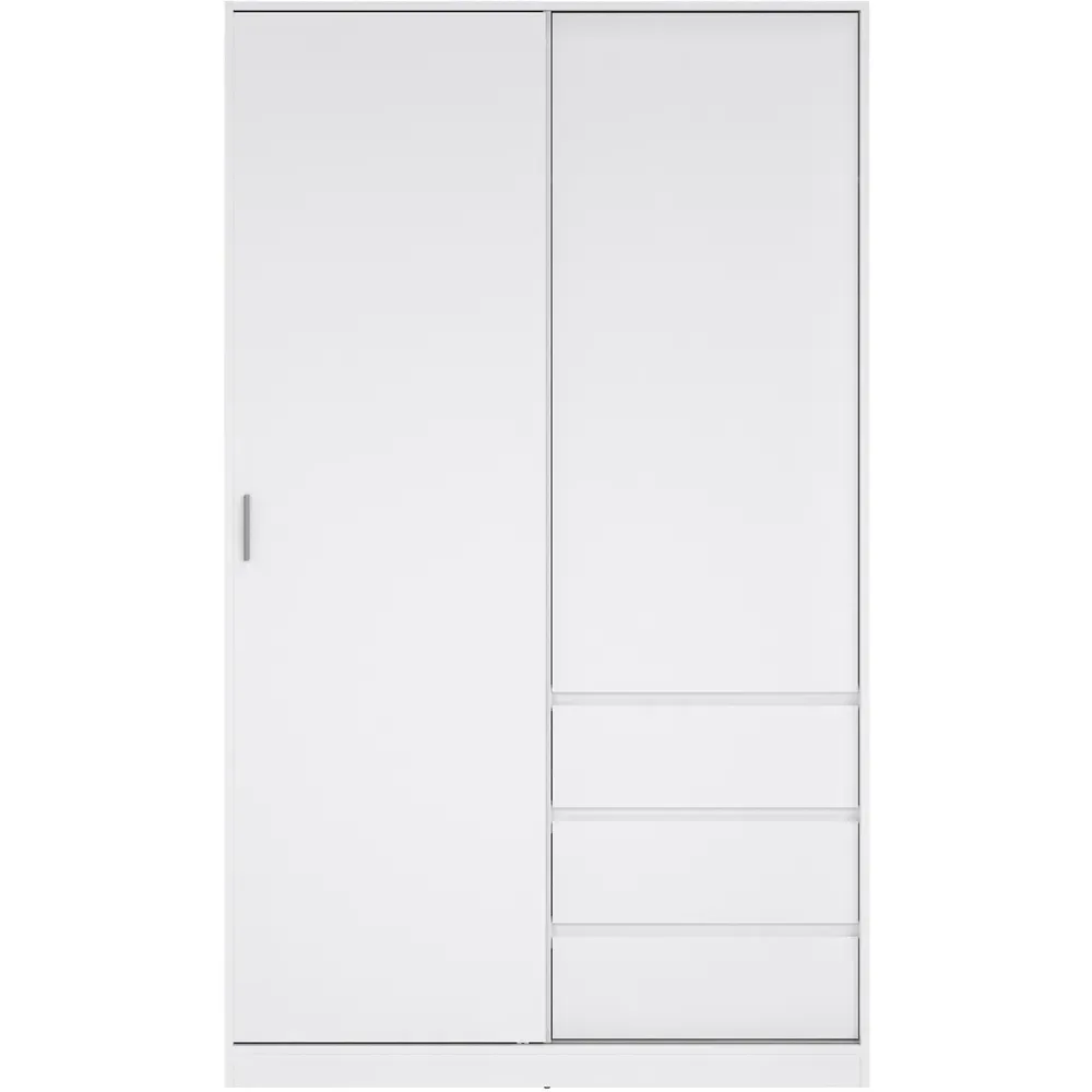 Florence 2 Door 3 Drawer Sliding Wardrobe - White High Gloss