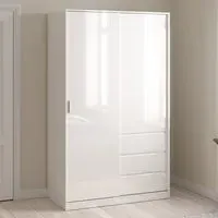 Florence 2 Door 3 Drawer Sliding Wardrobe - White High Gloss