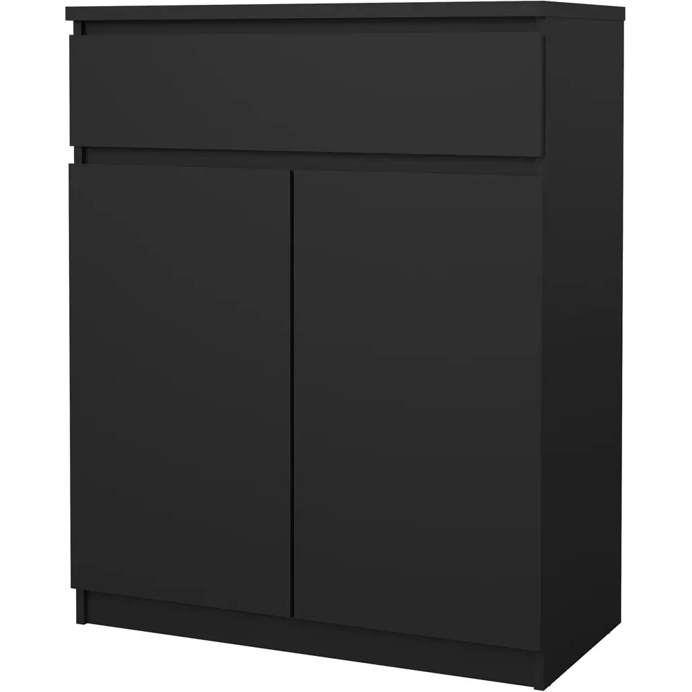 Florence 2 Door Single Drawer Sideboard - Black, Matt