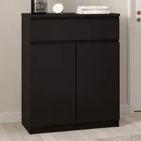 Florence 2 Door Single Drawer Sideboard - Black, Matt