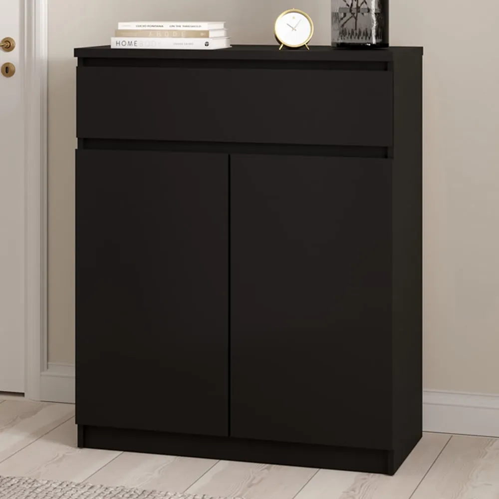 Florence 2 Door Single Drawer Sideboard - Black, Matt