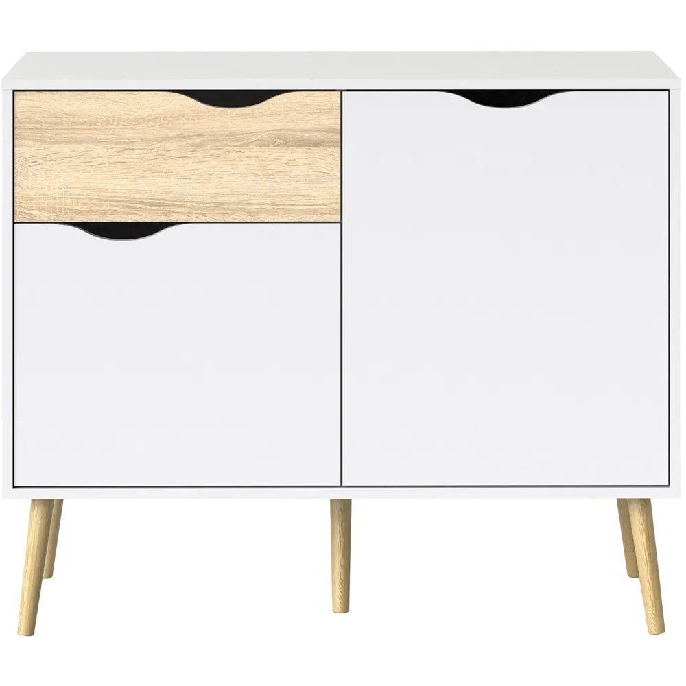 Florence 2 Door Single Drawer Sideboard - White, Oak