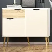 Florence 2 Door Single Drawer Sideboard - White, Oak