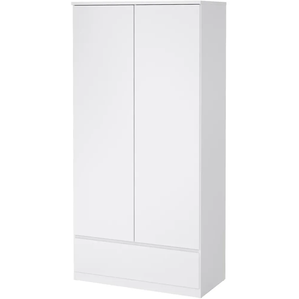 Florence 2 Door Single Drawer Wardrobe - White High Gloss