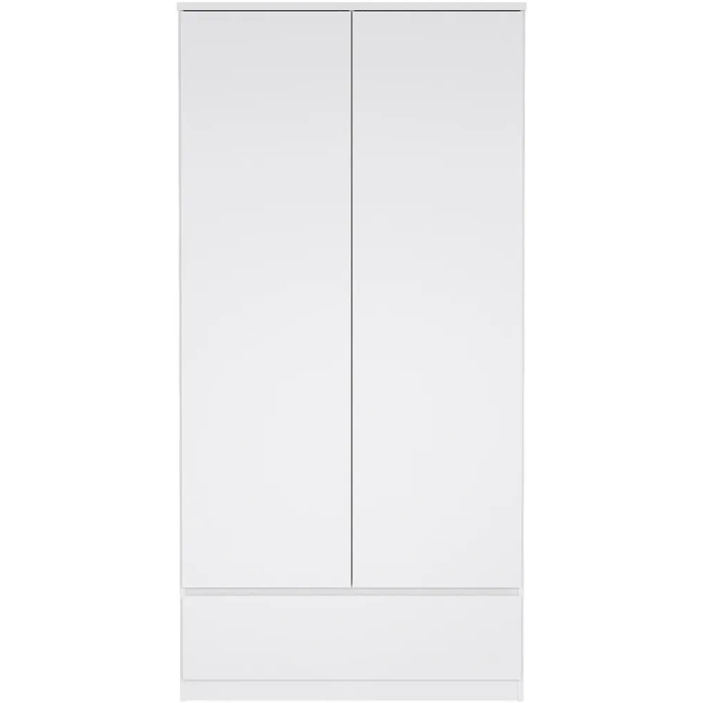 Florence 2 Door Single Drawer Wardrobe - White High Gloss
