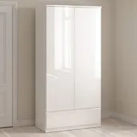 Florence 2 Door Single Drawer Wardrobe - White High Gloss