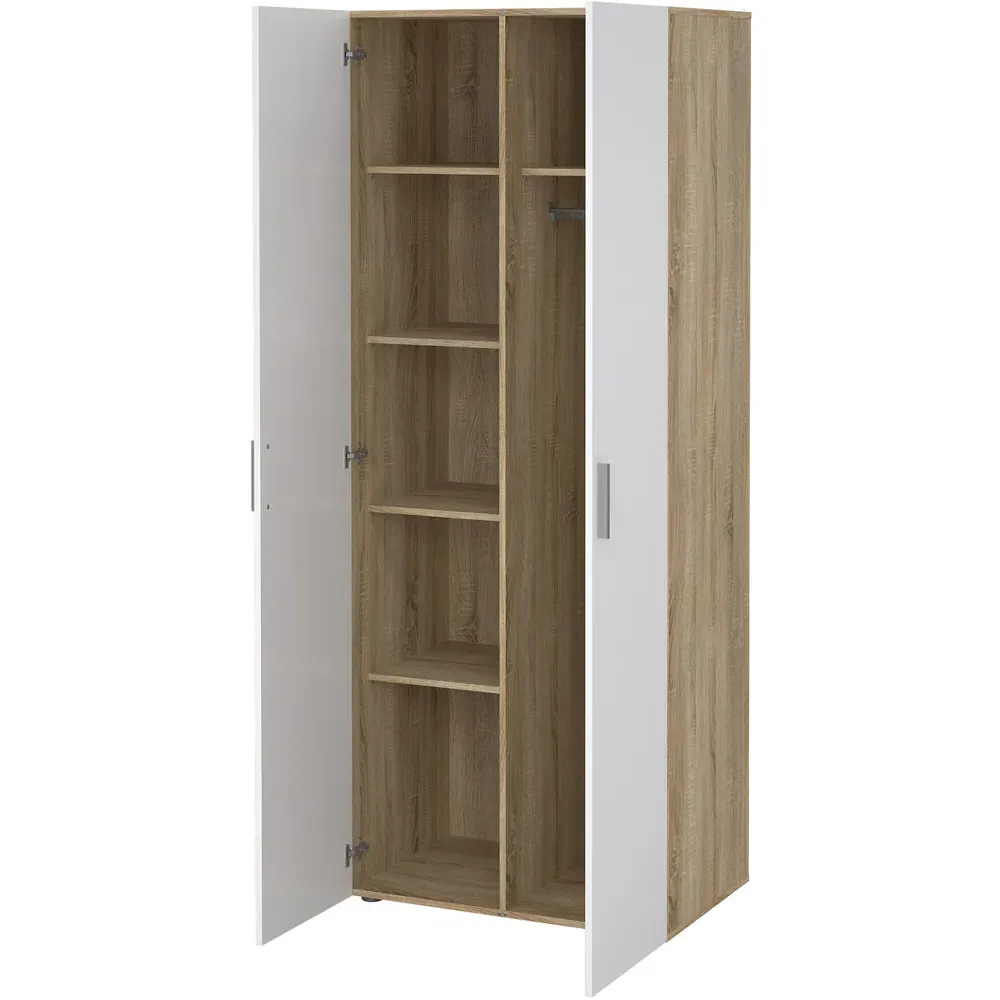 Florence 2 Door Wardrobe - White, Oak