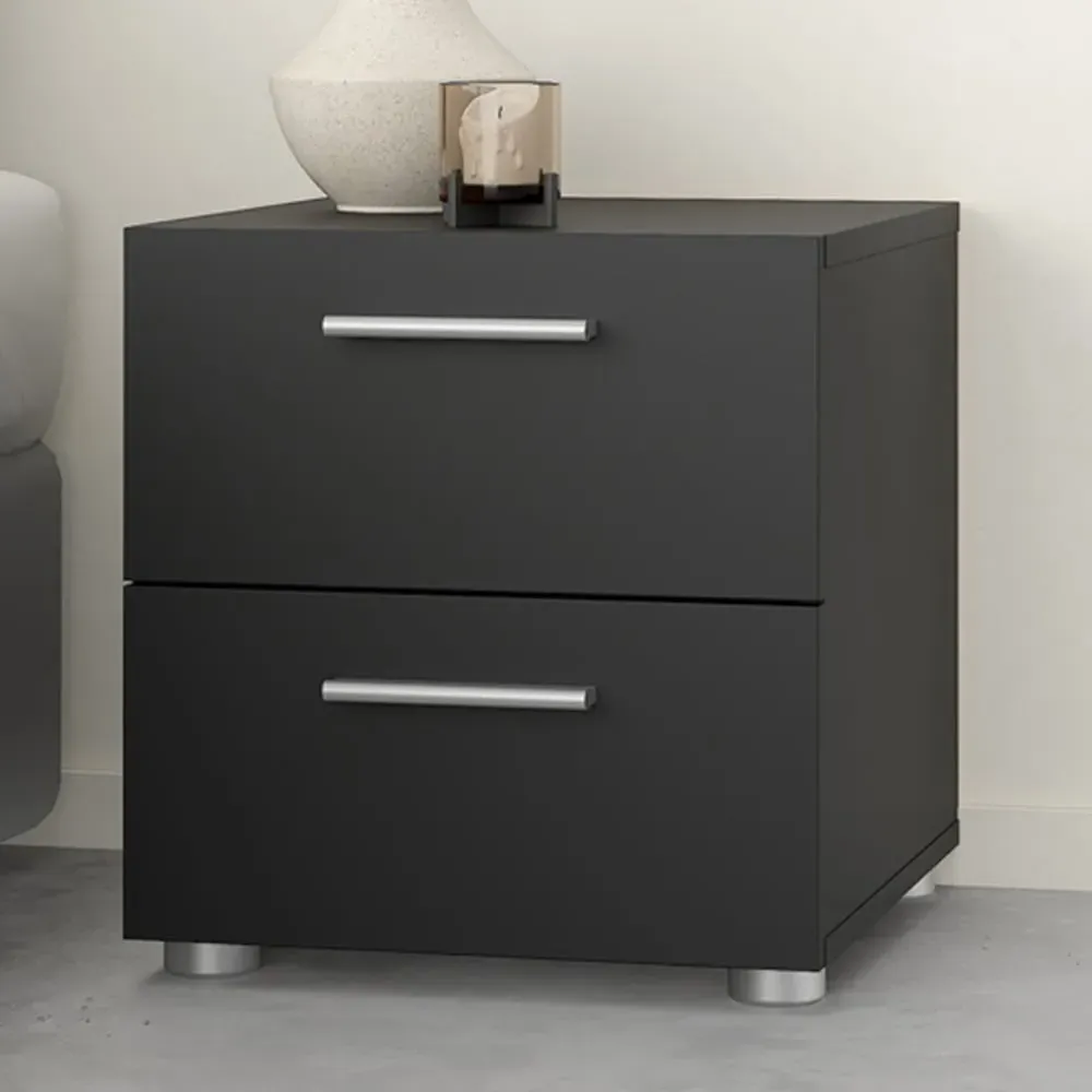 Florence 2 Drawer Bedside Table - Black image