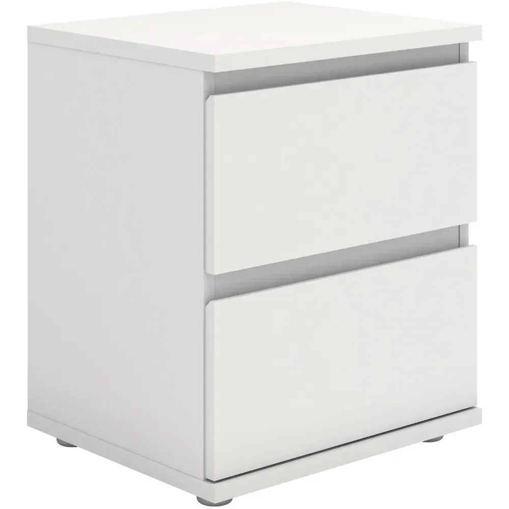 Florence 2 Drawer Bedside Table - White