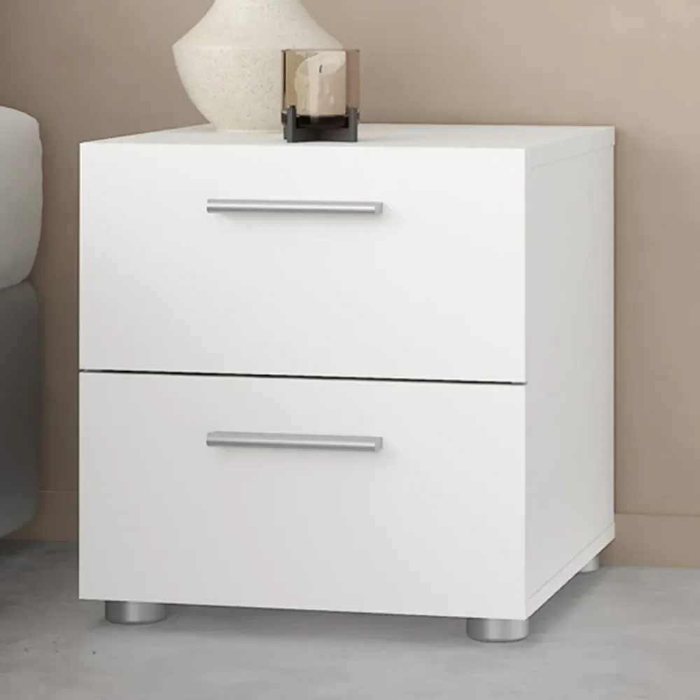 Florence 2 Drawer Bedside Table - White