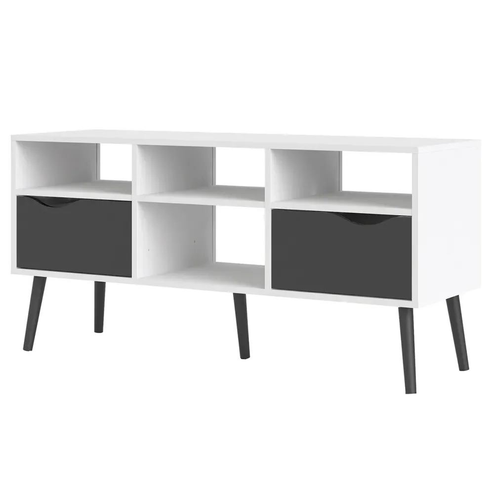 Florence 2 Drawer Wide TV Unit - White, Black