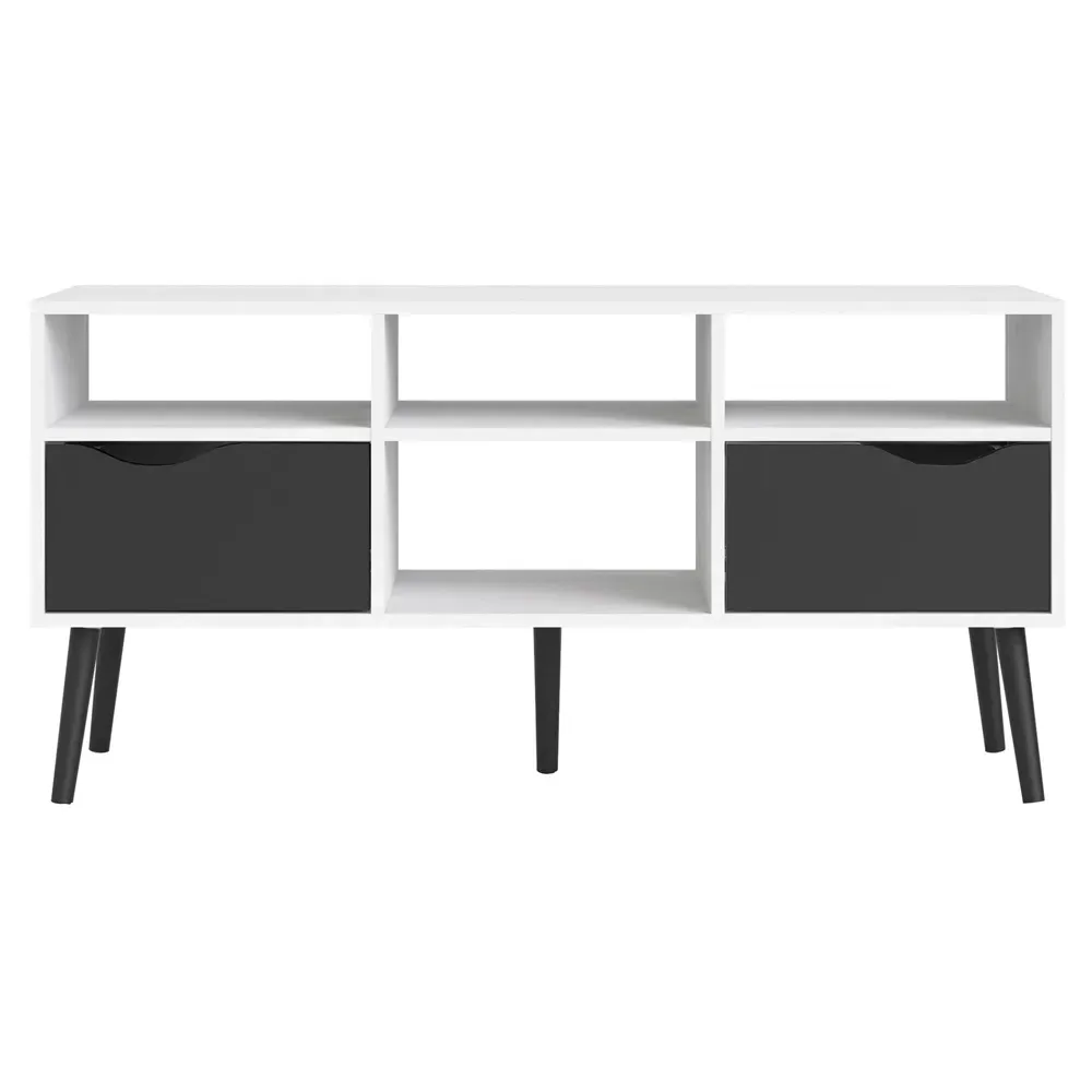 Florence 2 Drawer Wide TV Unit - White, Black
