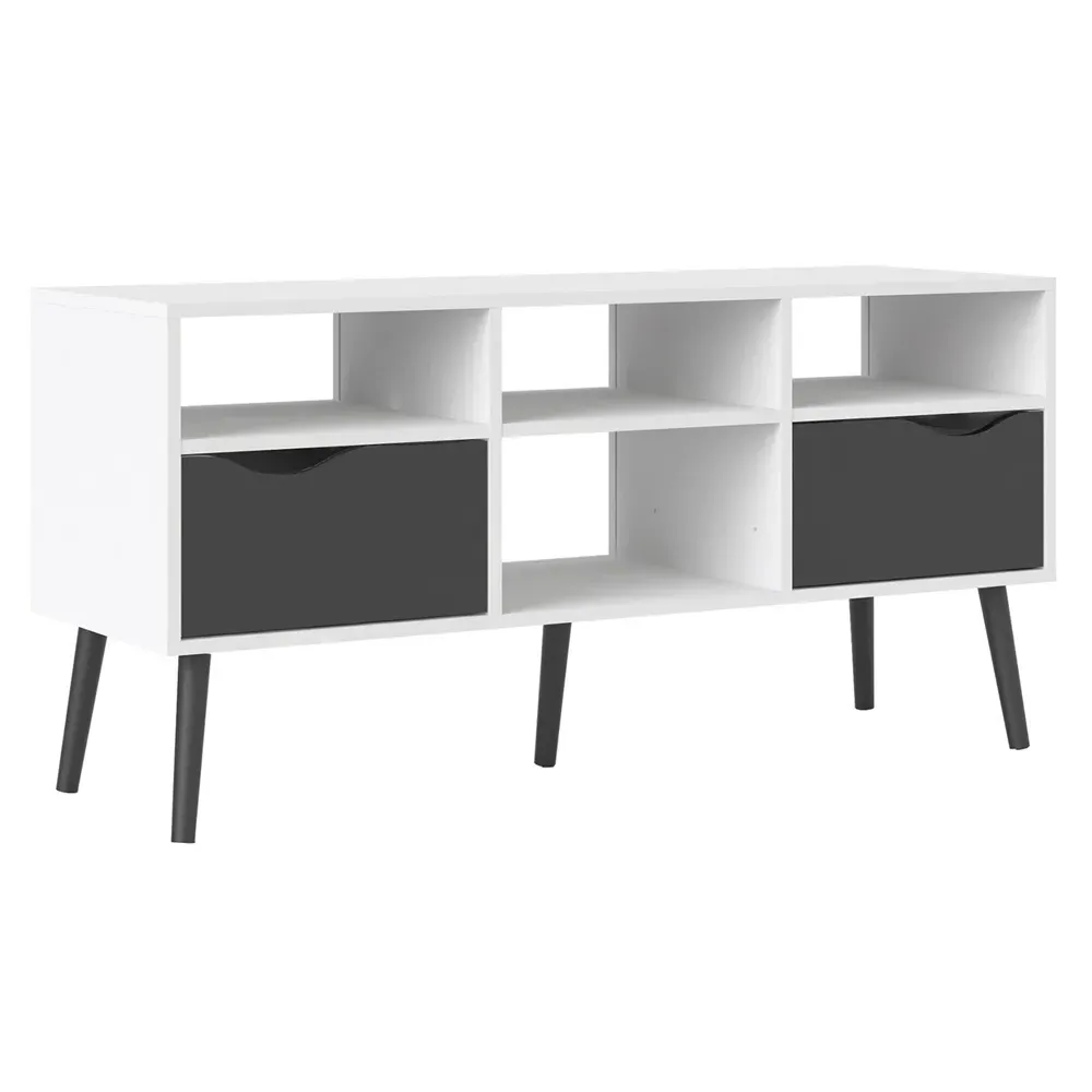 Florence 2 Drawer Wide TV Unit - White, Black